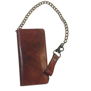 Handmade Brown Leather Trucker Wallet Biker Chain Custom Motorcycles